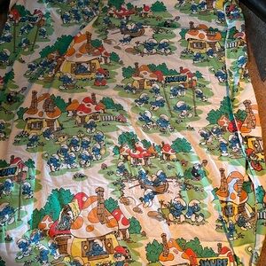 1980s Vintage Smurfs Cartoon flat sheet